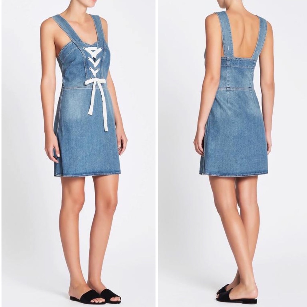 Paige Tula Lace Up Sleeveless Denim Dress